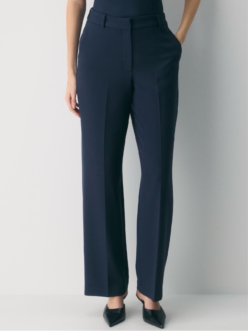 NWT Aritzia Babaton Agency Pant Wide Leg Trousers Navy Size 10